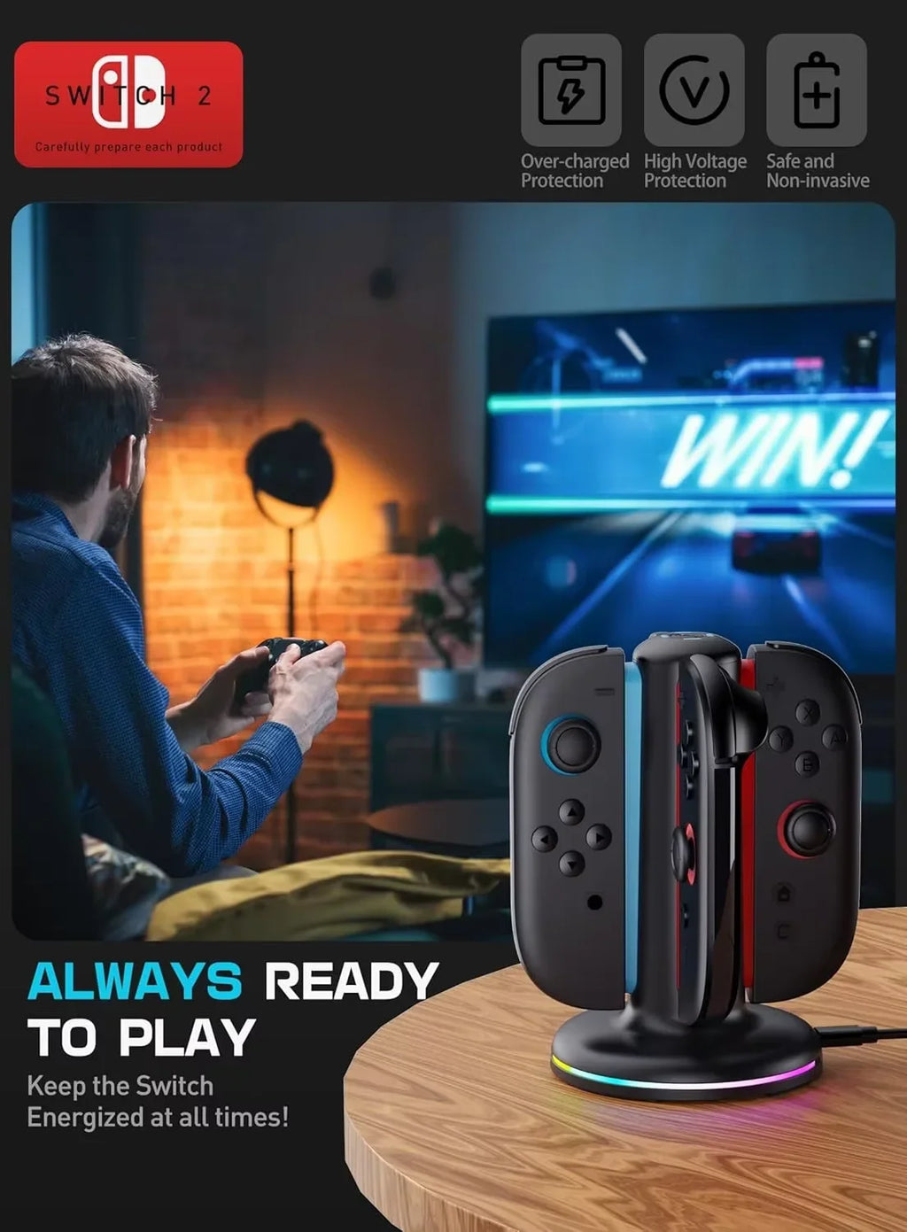 Controller Stand Fast Charging Dock 4-In-1 Charger Station Switch 2
