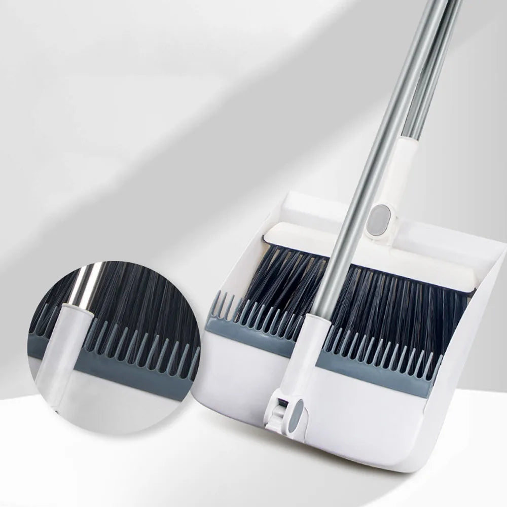 Upright Broom & Dustpan Set | Long Handle, 180° Rotation Broom & Dustpan Set Zpaxo