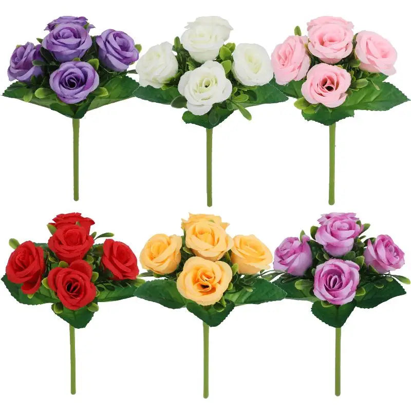 Artificial Pansy Flowers Silk Rose Bouquet Realistic DIY Simulated Floral Arrangement Wedding Home Party Table Centerpiece Zpaxo