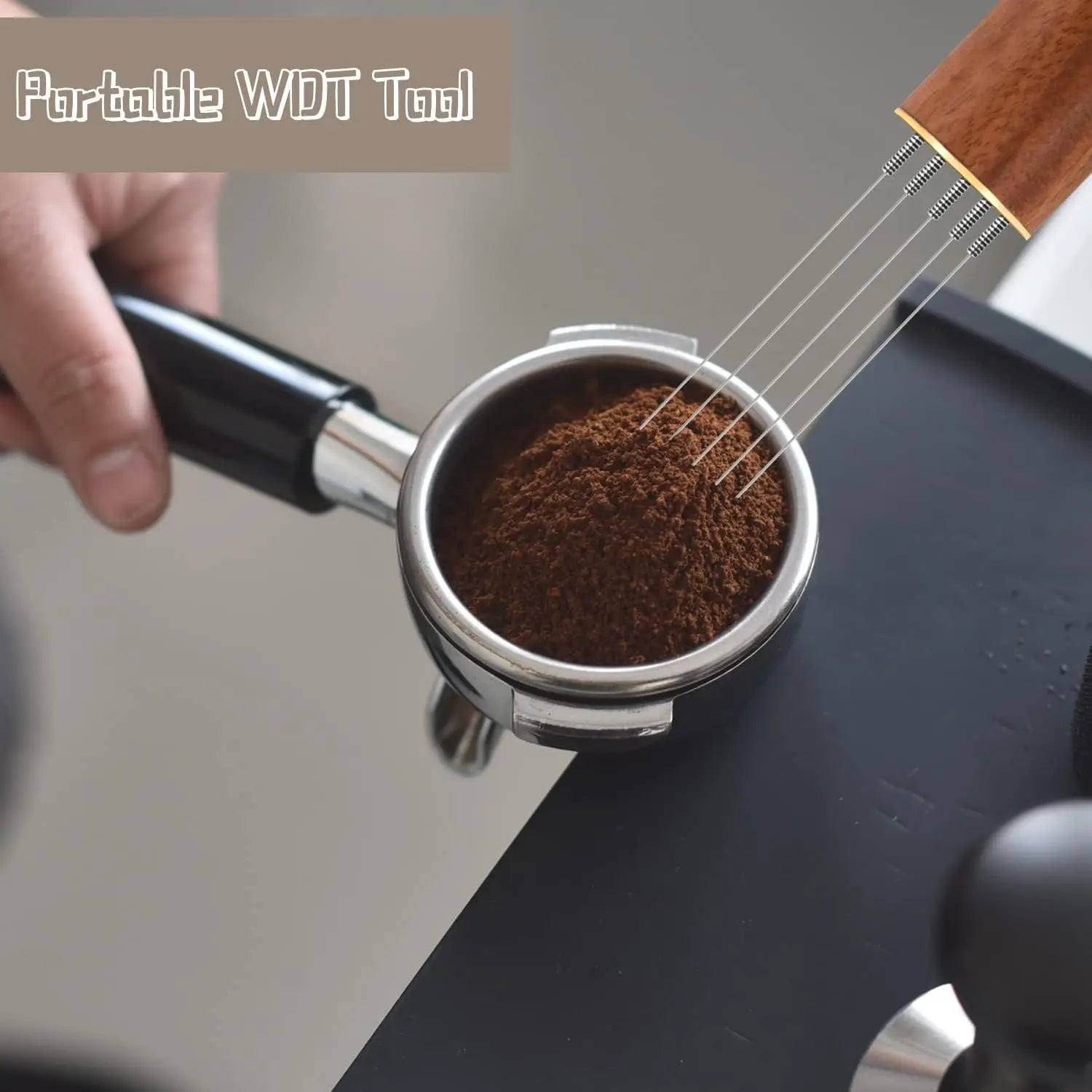 6-Needle Espresso Distribution Tool – WDT Wood Handle