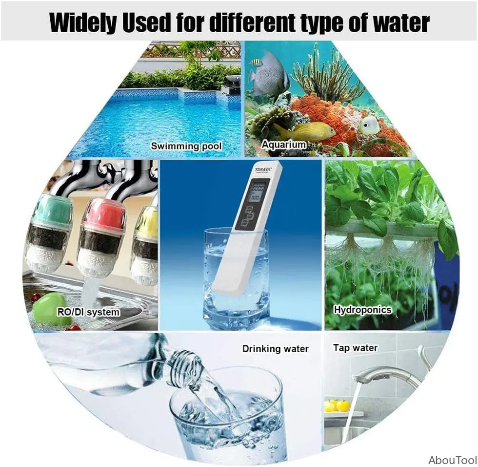 TDS EC Meter Digital Water Tester Range 0-9990 Purity Temperature Zpaxo
