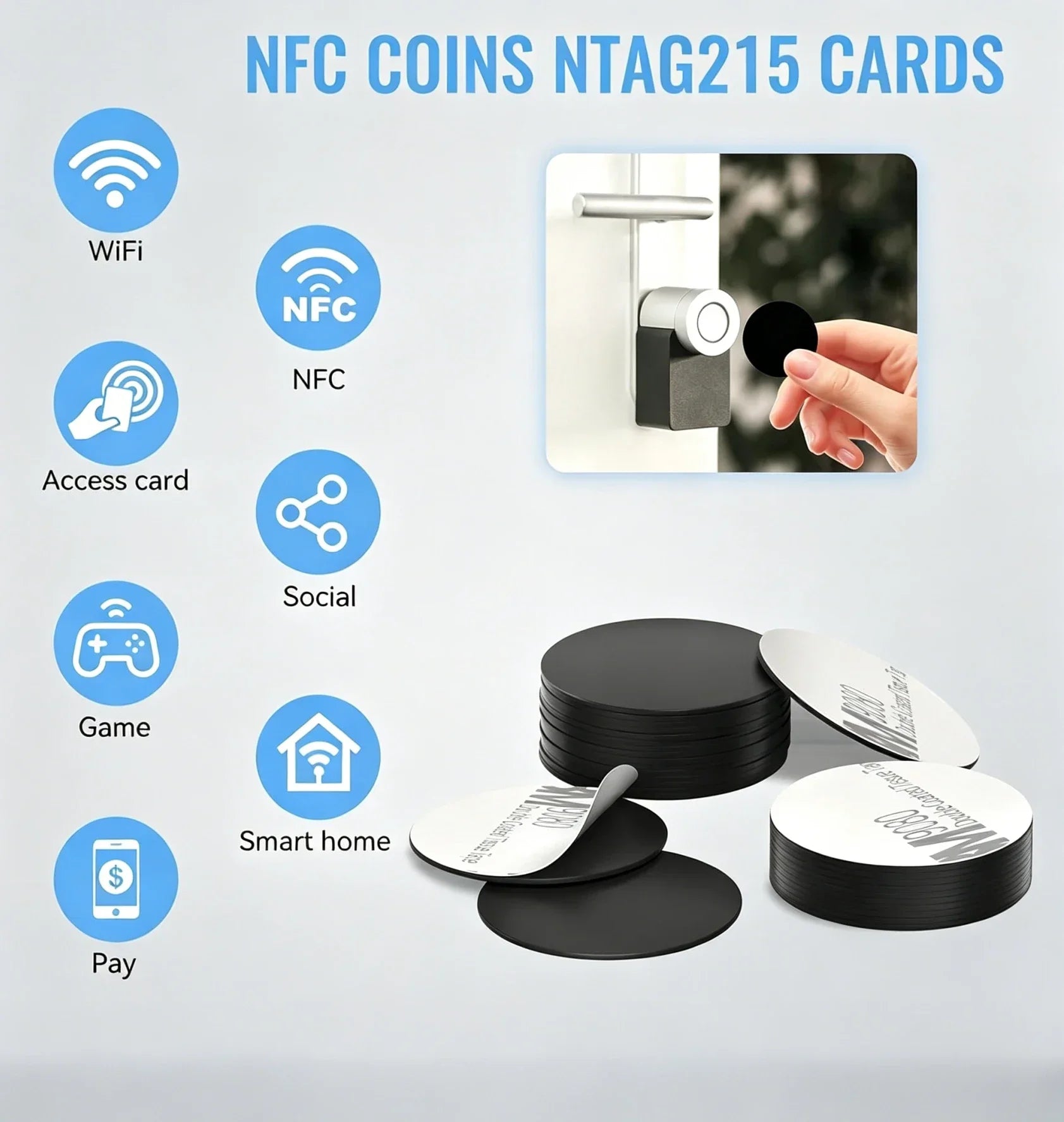 10 RFID NFC Ntg215 Tags Black Sticker 13 56MHz 215 Adhesive Labels Zpaxo