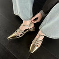 Women's Summer Square Toe Closed Hollow Out Comfortable Sandals Women Zpaxo Gold 36