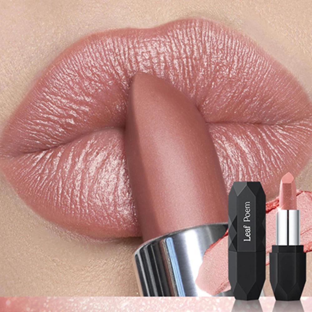 Pearlescent Lipstick Long-lasting Waterproof Pink Rosey Metallic Zpaxo 01