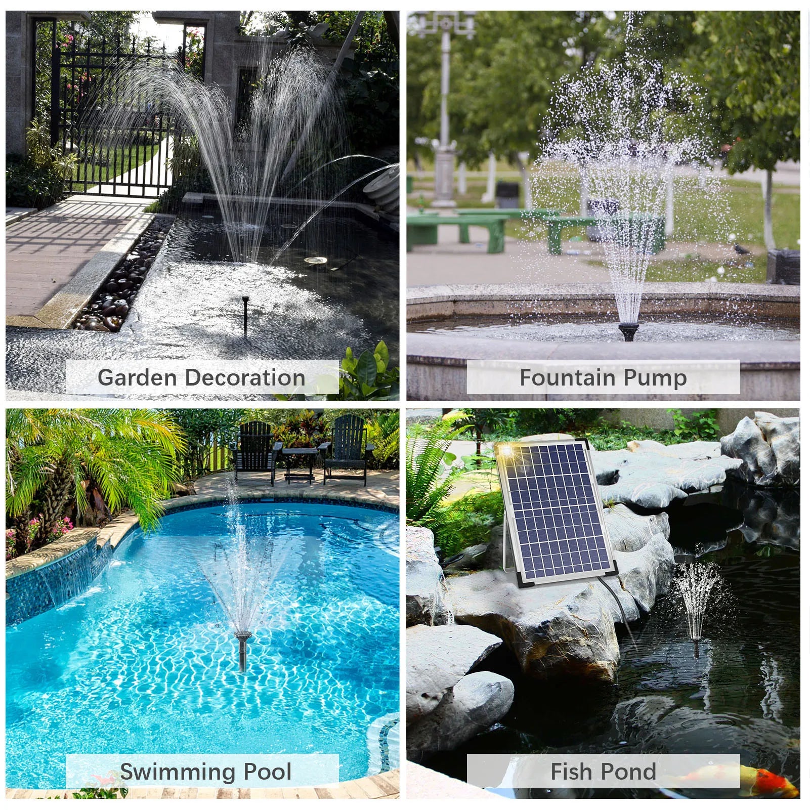 10W Solar Fountain Pump with Large Solar Panel 3 Nozzles Max. Water Height 100cm for Bird Bath Fish Tank Pond Garden Decoration Zpaxo