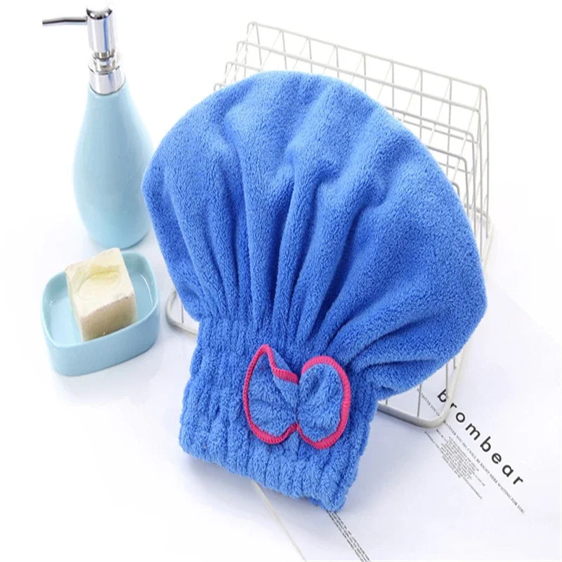 1Pc Women Hair Cap Microfibre Quick Hair Drying Bath Spa Bowknot Cap Wrap Towel Hat for Bath Bathroom AccessoriesShower Cap Zpaxo