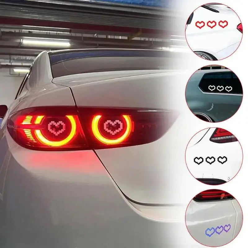 Mosaic Pixel Heart Car Sticker – Waterproof Headlight Decal