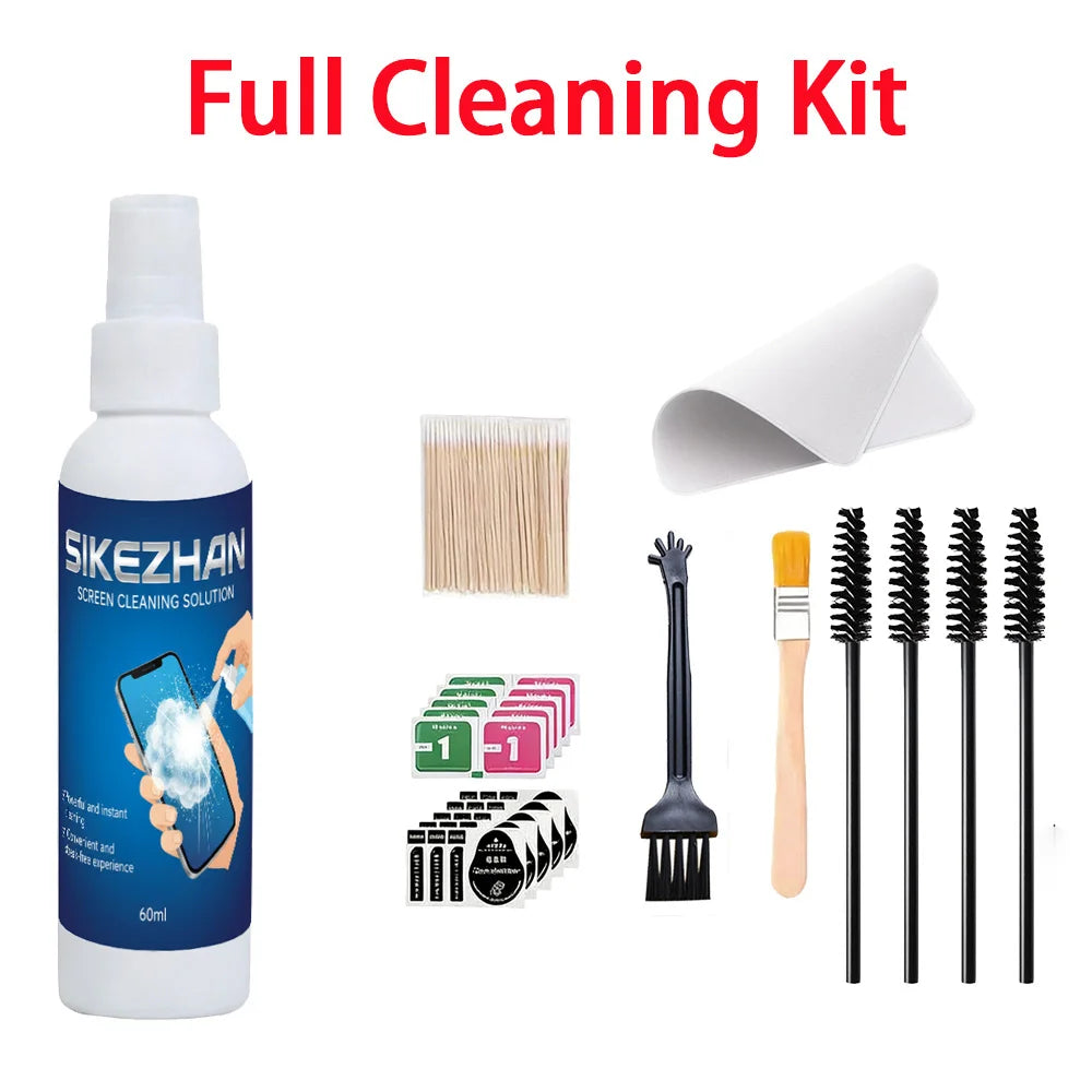 60ml Screen Cleaner Set, 6-in-1 Professional Tool, Suitable for All Screens, Quick Drying Without Marks, Safe and Efficient Zpaxo Full Cleaning Kit