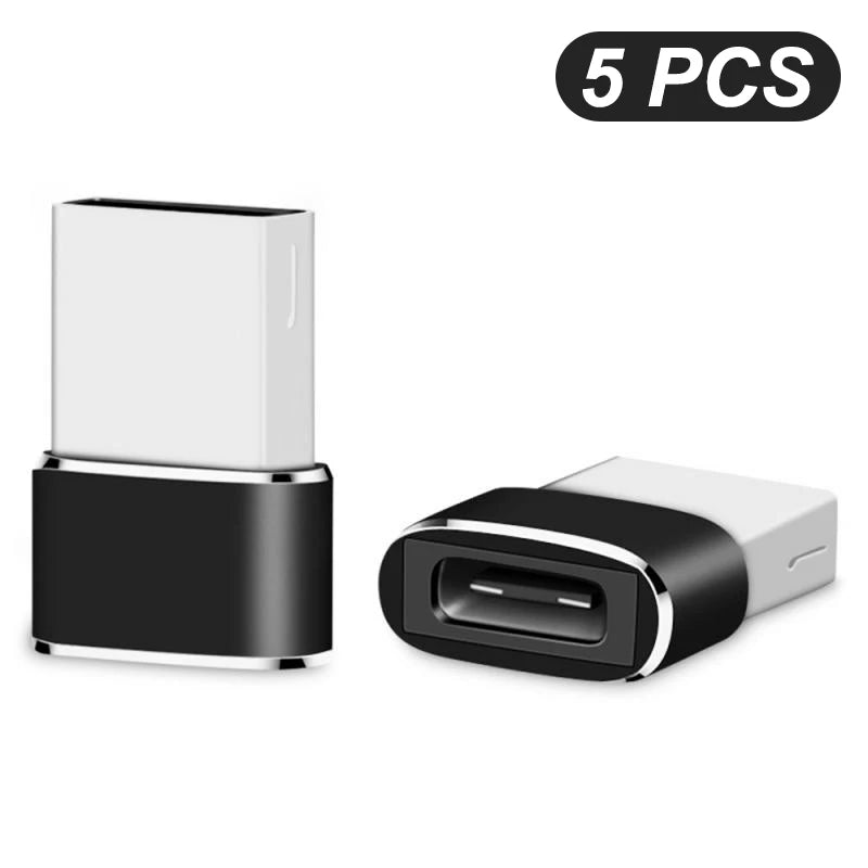 1- USB C OTG Adapter USB-A Male Type-c Female Converter Connector Zpaxo 5PCS Black