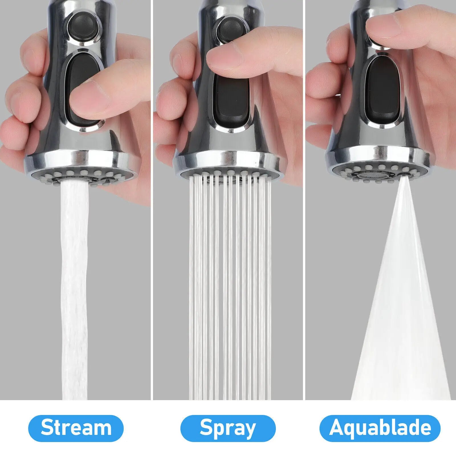 1 2 Connection Kitchen Pull Out Faucet Sprayer Nozzle 3 Modes ABS