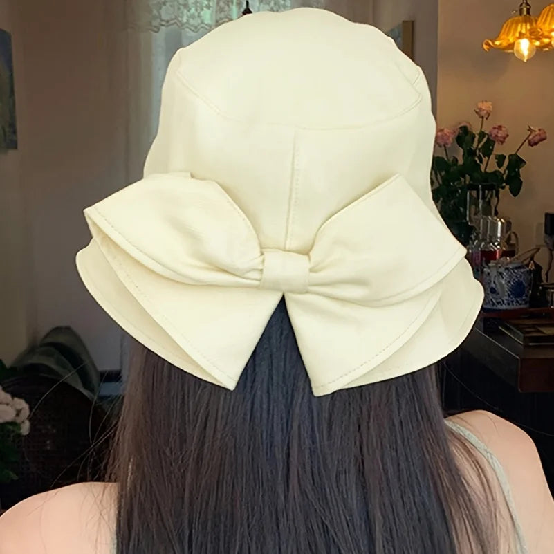 Women's Bowknot Fisherman Hat 2-Way Reversible Bucket UV Sun