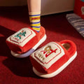Unisex Winter Flower Pattern Slippers Cloud Feel Platform Warm Shoes