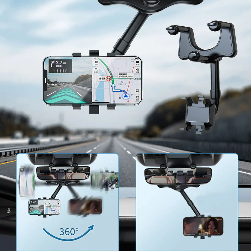360° Rearview Mirror Car Phone Holder – Universal Mount Car Phone Mount Zpaxo