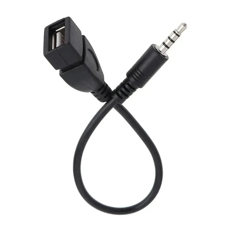 USB Female to 3.5mm AUX Adapter Cable for Car Audio & MP3