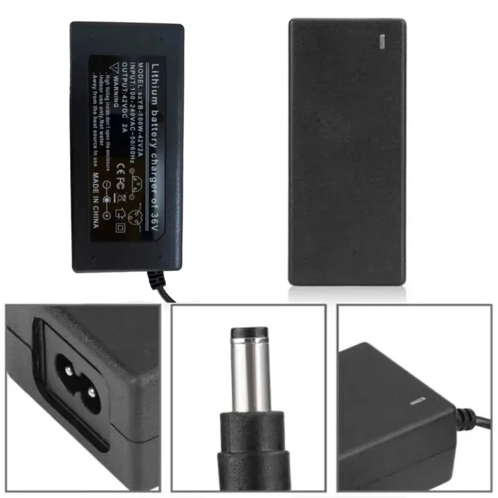 Brand New Power Adapter AC 100-240V Black DC 42V 2A Electric Scooter Accessories EU Plug For 24-36v Lithium Battery Zpaxo