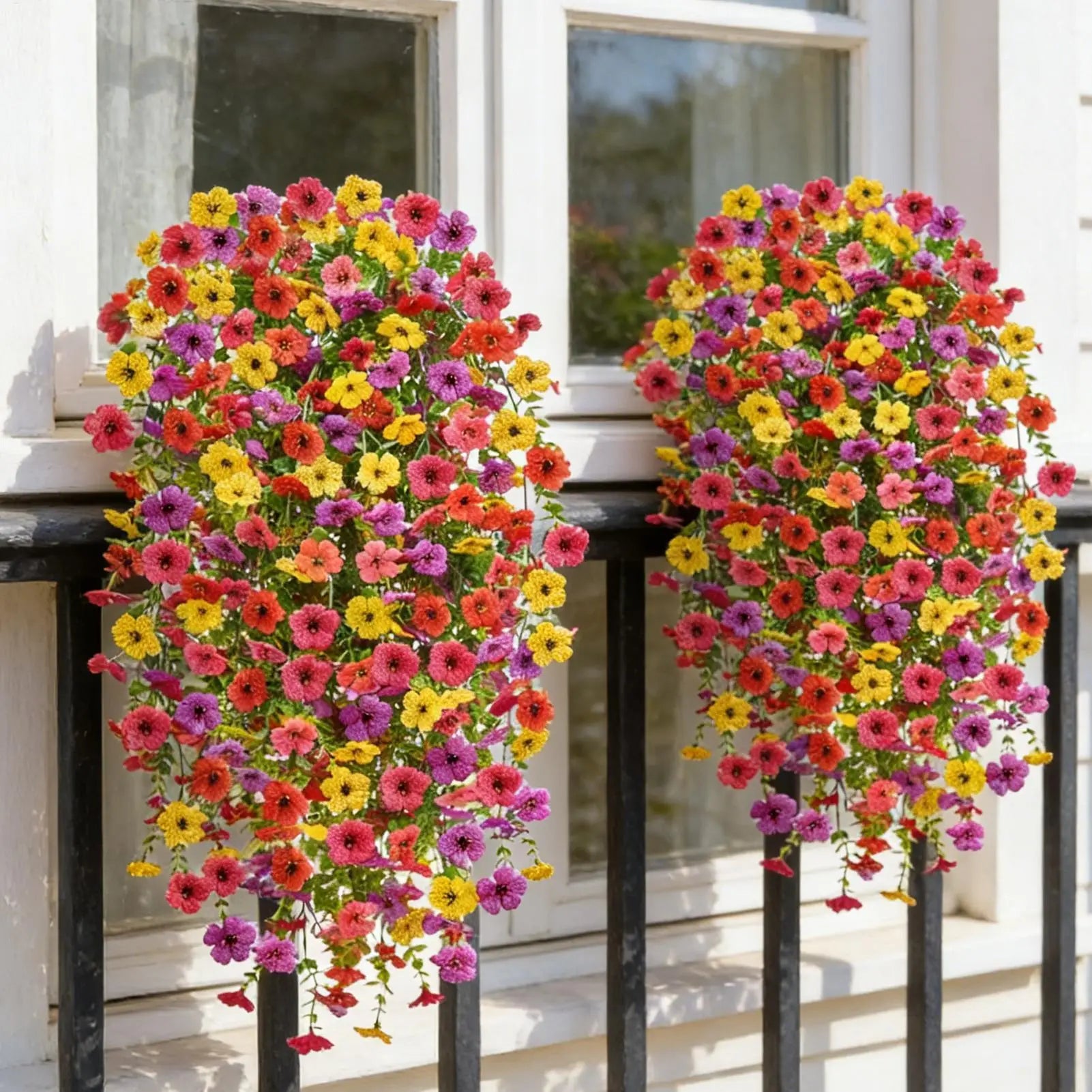 Artificial Hanger Flowers 2 UV Resistant Silk Plants Outdoor Spring