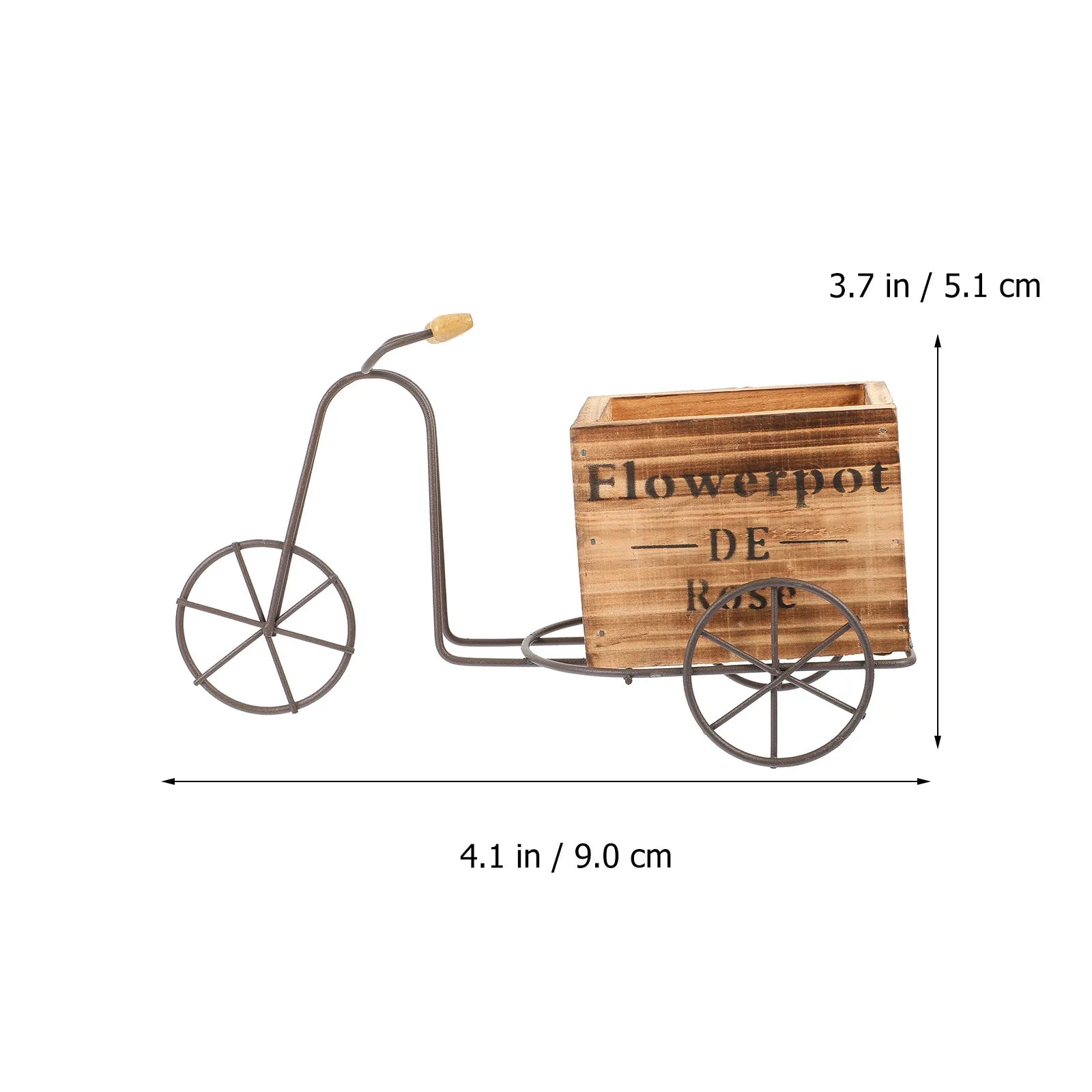 Bike Flower Holder Wooden Box Short Stems Tabletop Arranging Creative