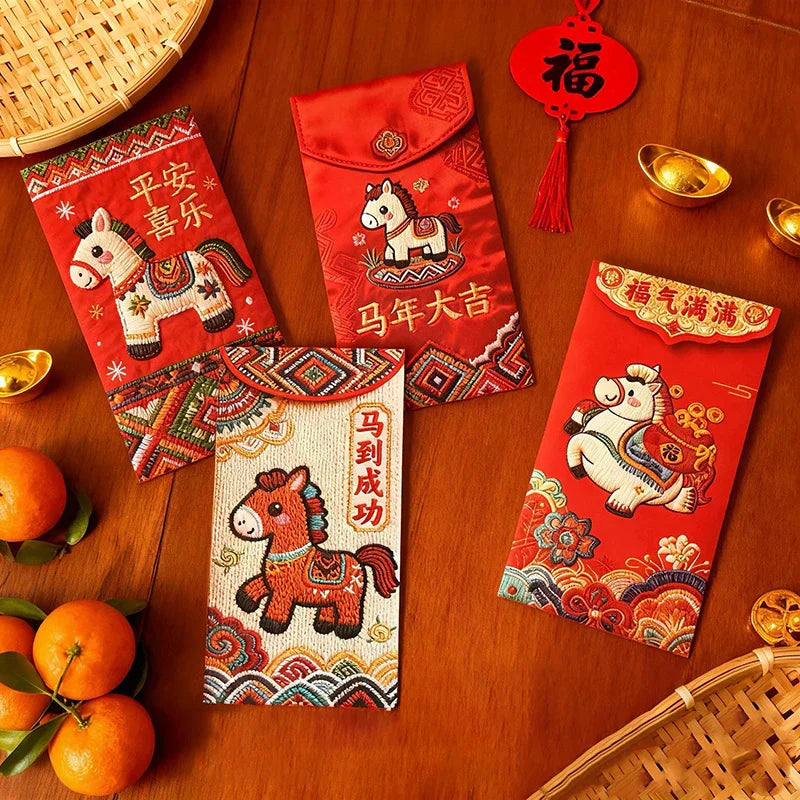 6pcs New Year Red Envelope Horse Year Red Envelope Chinese Spring Festival Hongbao Lucky Money Pocket 2026 New Year Decorations Zpaxo