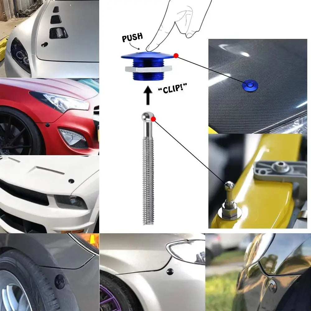 Aluminum Alloy Hood Pins Mini Lock Clip Billet Security Straps Push Zpaxo