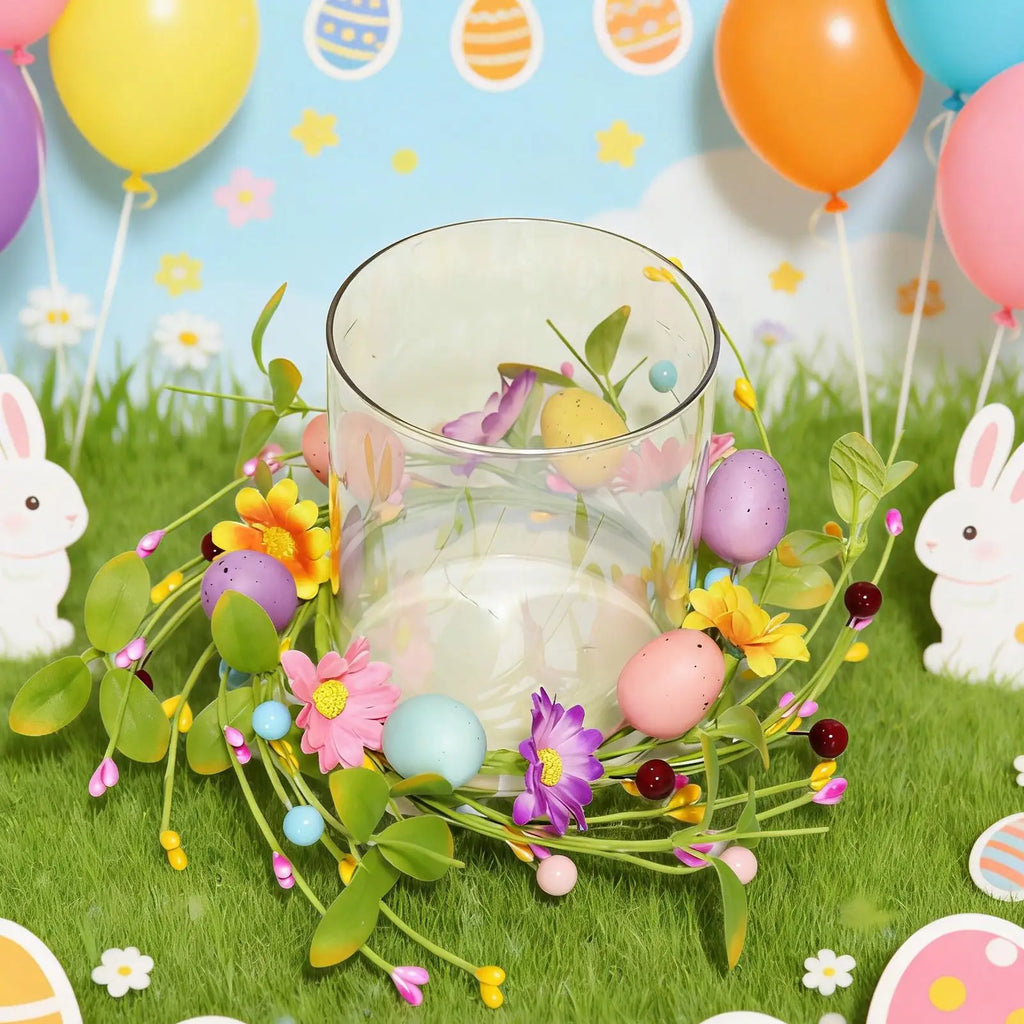 Easter Candle Rings Egg Floral Holder Garland Artificial Spring