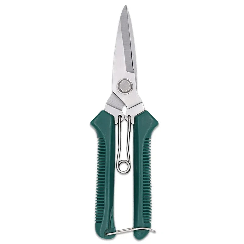 New 190mm Straight Head Pruning Shears Stainless Steel Non Slip Handle Garden Scissors for Bonsai Household Use Zpaxo green