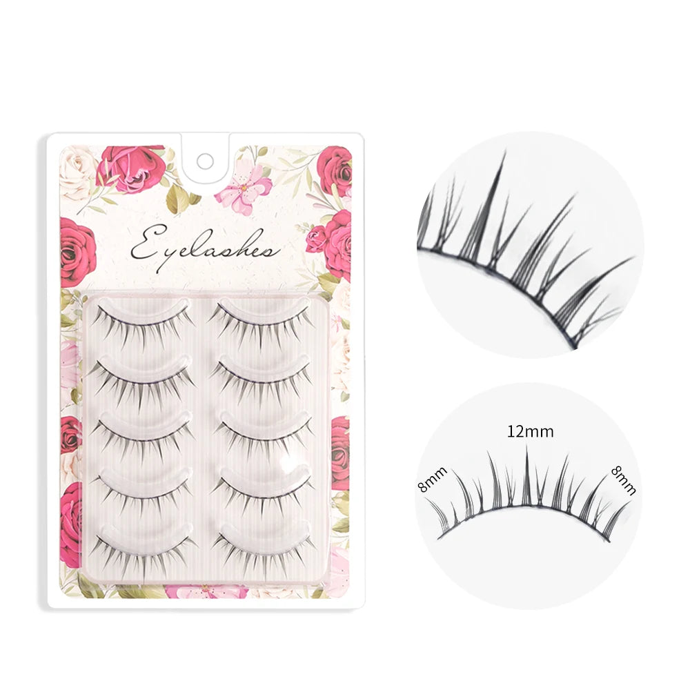 5 pairs of transparent and dynamic stem eyelash extensions - reusable, easy to use, natural appearance,enhance eye appearance Zpaxo 01