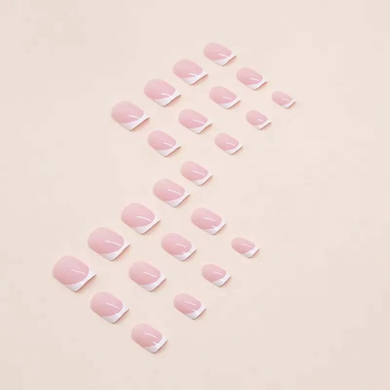 24-Pack French Square Press-On Nails – Short White Acrylic Set Press-On Nail Set Zpaxo