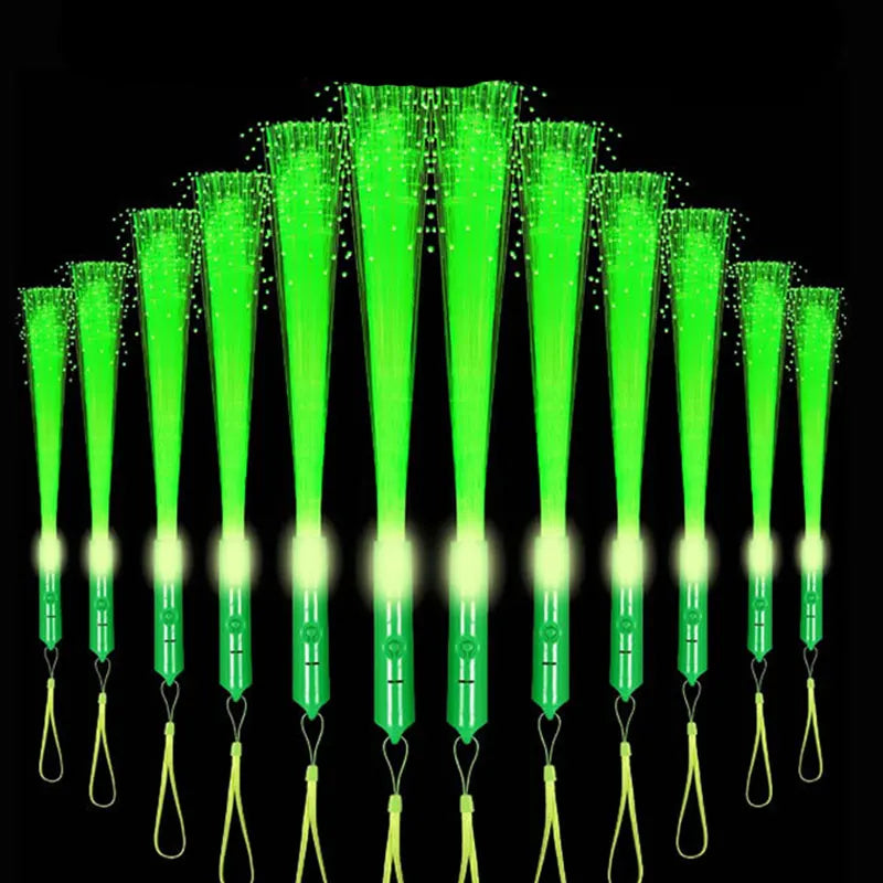 LED Fiber Optic Stick Wands Bulk Light Up Sticks Flashing Glow 3 Zpaxo Green 12pcs