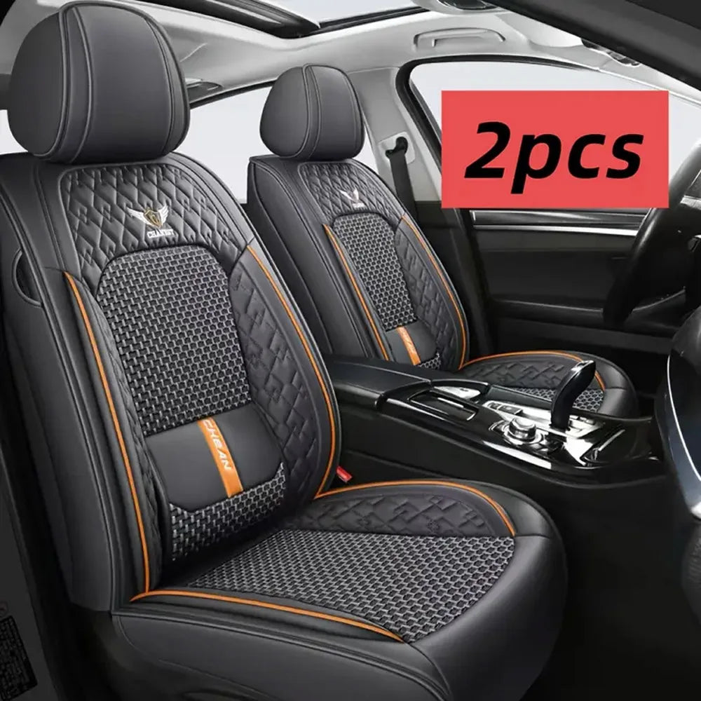 1/2PCS Full Seat Breathable PU Leather Breathable Luxury Car Seat Covers High-Quality Waterproof Scratch-Resistant Universal Car Zpaxo 2PC GREY