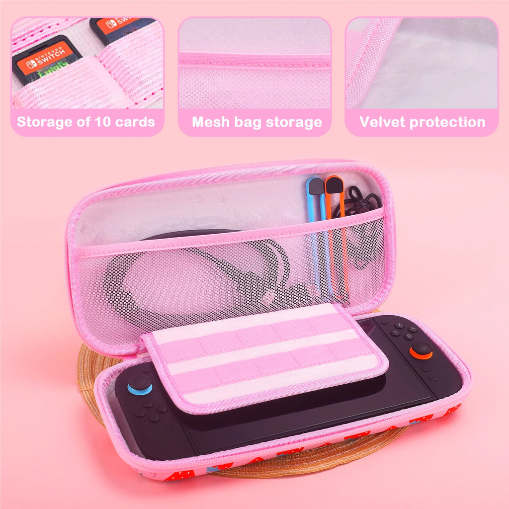Travel Carrying Case Portable Carry Case Hard Case Pouch for Switch 2 Console & Storage Bag strawberry leaf themed accessories Zpaxo
