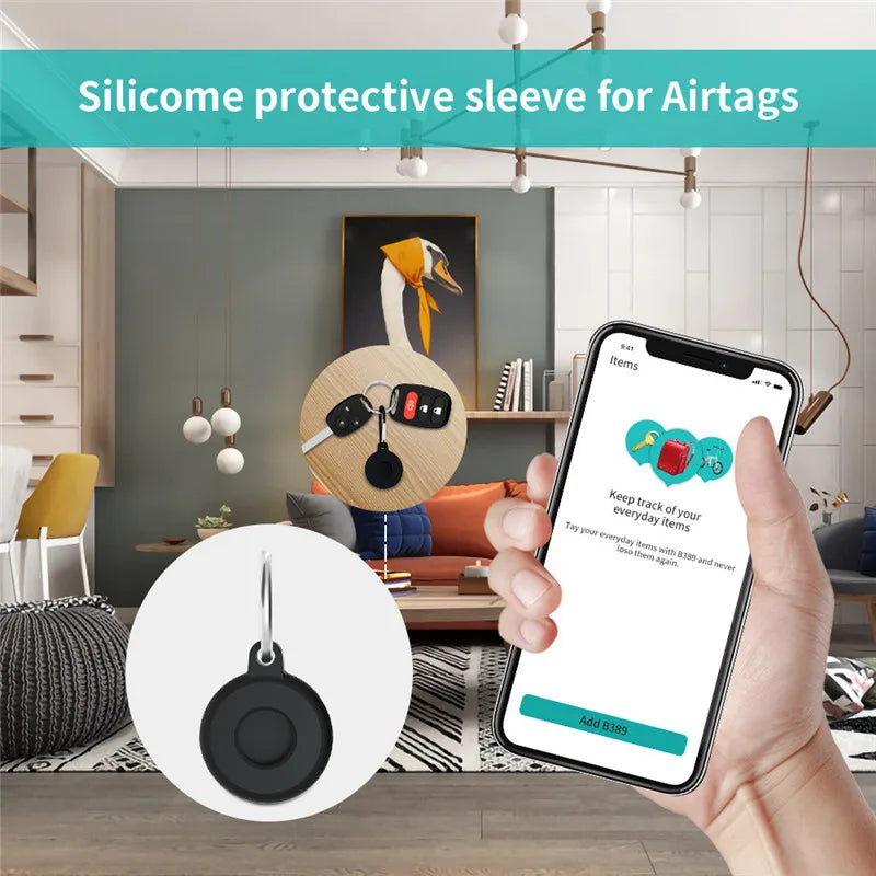Waterproof Silicone Case For AirTag Tracker Protective Cover With Keychain Ring Locator Anti-Scratch Shell Accessories Key Ring Zpaxo