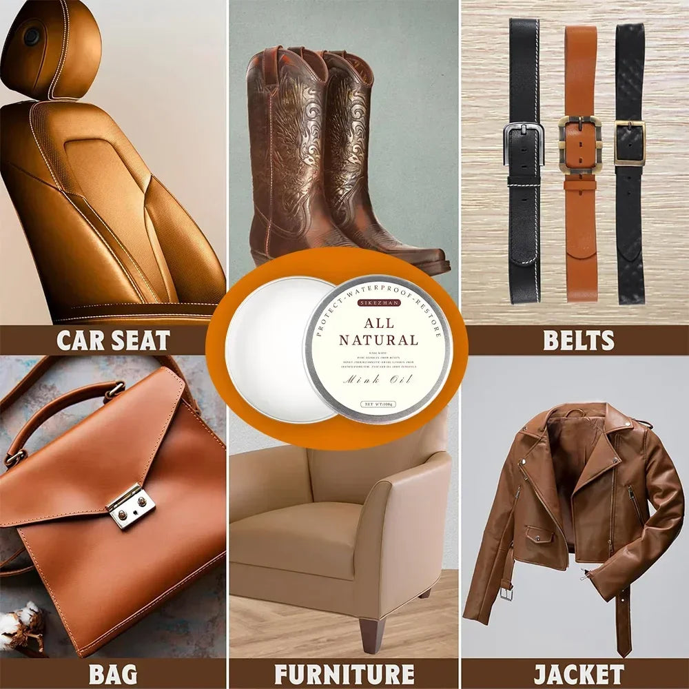 Car Leather Cleaning cream Seat Maintenance Care Oil Leather Restoration Mink Oil Cream Leather Sofa car Interior Polishing Zpaxo