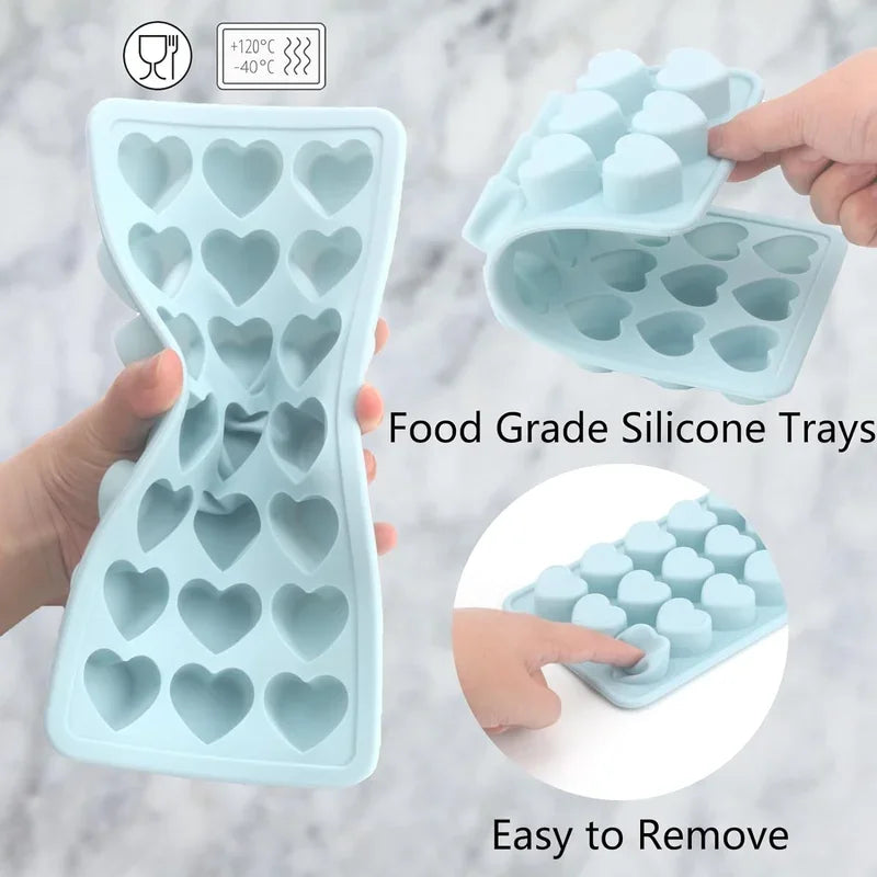 Heart Paw Print Ice Cube Tray Romantic Silicone Mold Lid Pet Lovers