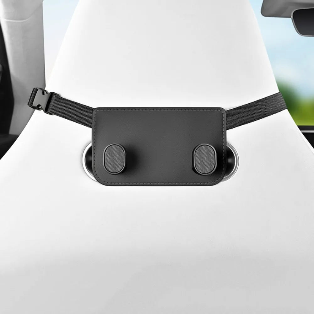 High Load-Bearing Car Headrest Hook Double Hook Soft Leather Auto Back Seat Storage Hook Wear-Resistant Multifunction Zpaxo Black