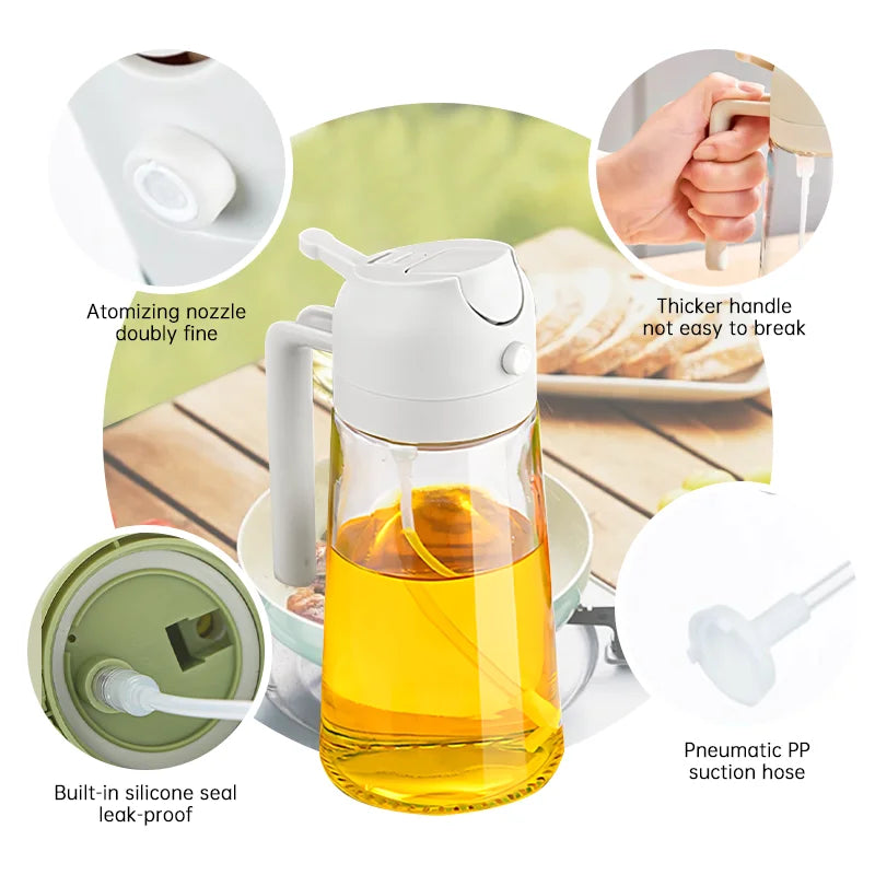 2in1 Plastic Spray Oil Sprayer Bottle Dispenser Jar Cruet BBQ Kitchen