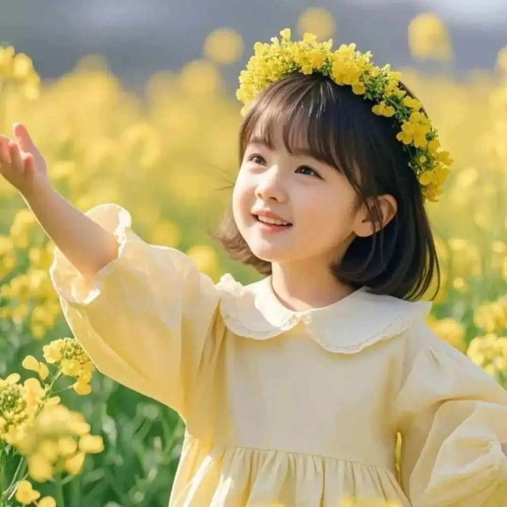 Pastoral Scenic Rapeseed Flower Wreath Flower Garland Bright Cloth Flower Bride Flower Crown Headbands Zpaxo