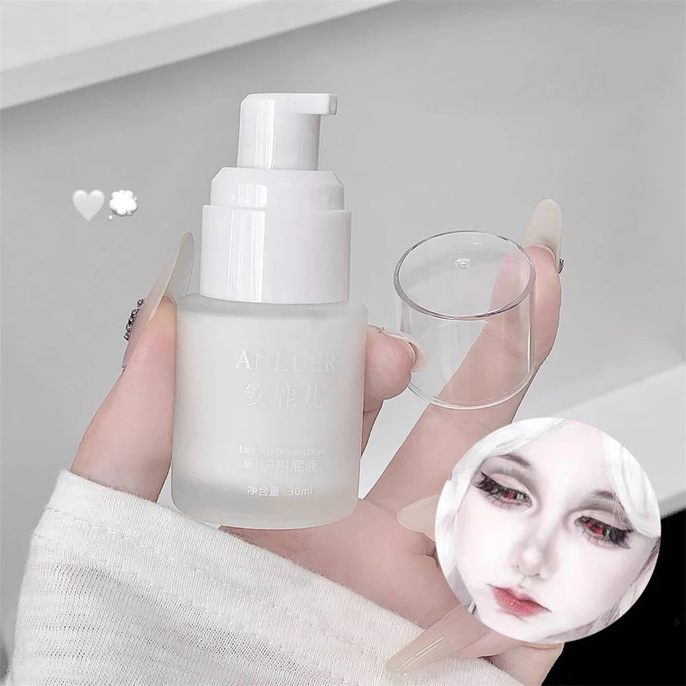 White Matte Face Foundation Full Coverage Long Lasting Waterproof Liquid Foundation Cosplay Stage Face Painting Flawless Makeup Zpaxo