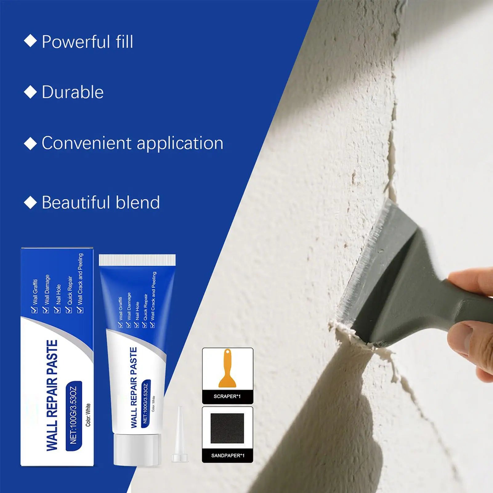 Wall Repair Paste Damage Graffiti Fill Nail Hole Prevent Cracking