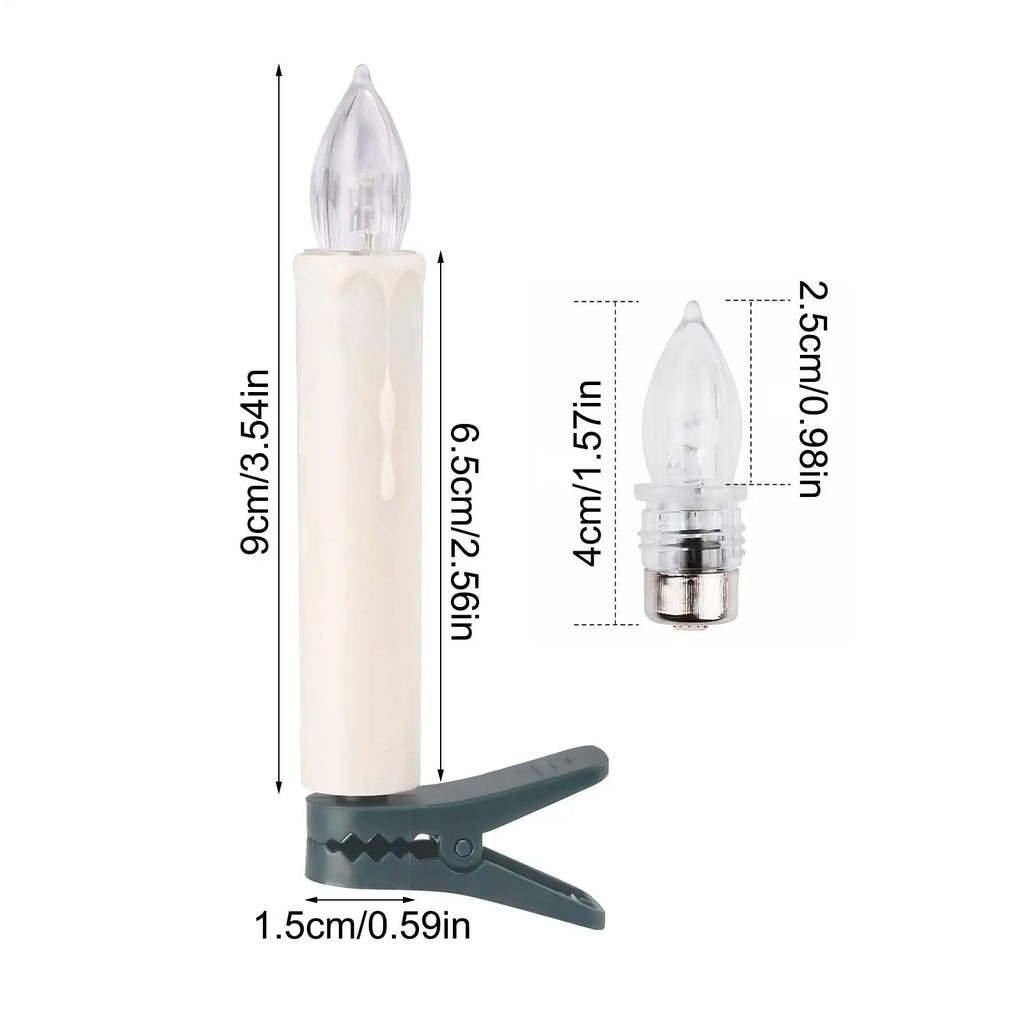 Candle Ornaments Taper LED Home Decor Remote 10 Christmas Tree