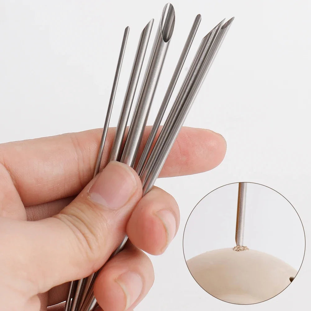 6PCS/Set of Stainless Steel Hole Puncher Carving Sculpture Modeling Pottery Cutting and Punching Ceramic Polymer Clay Tools Zpaxo