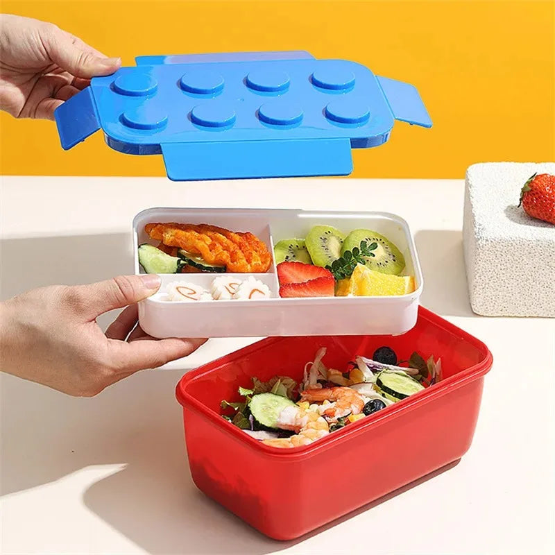 Creative Building Blocks Sealed Lunch Box Kids Student Bento Portable