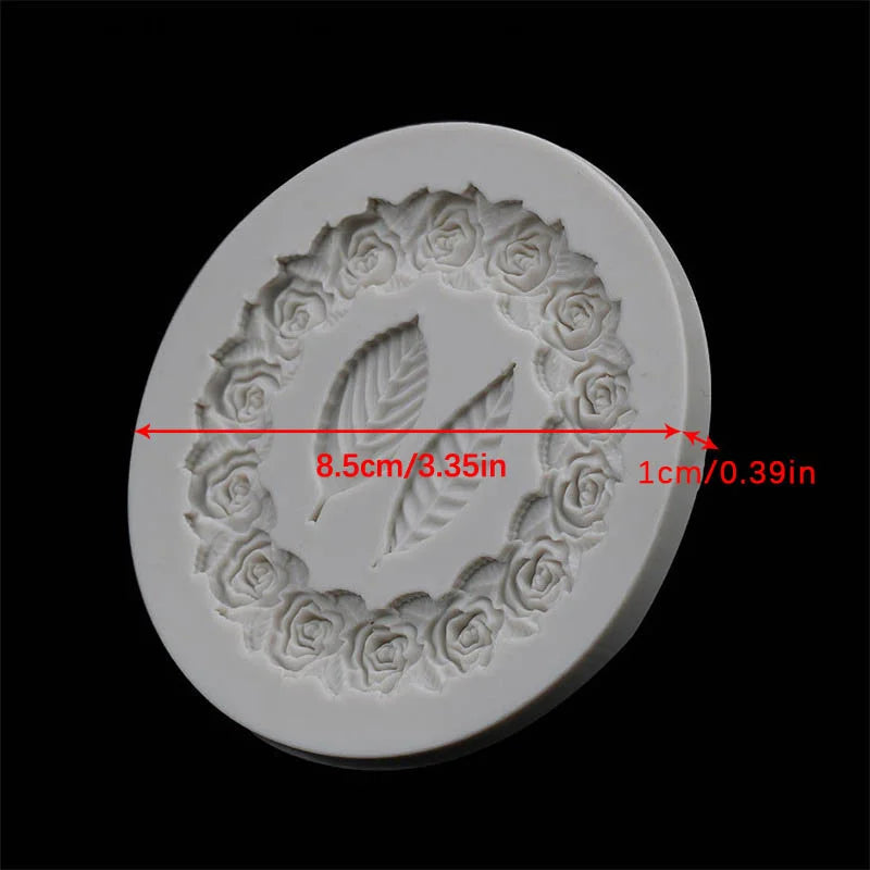 Retro Rosette Leaves Silicone Mold Cake Diy Chocolate Picture Frame