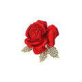 Classic Diamond-encrusted Red Rose Brooch Elite Suit Accessories Zpaxo onesize