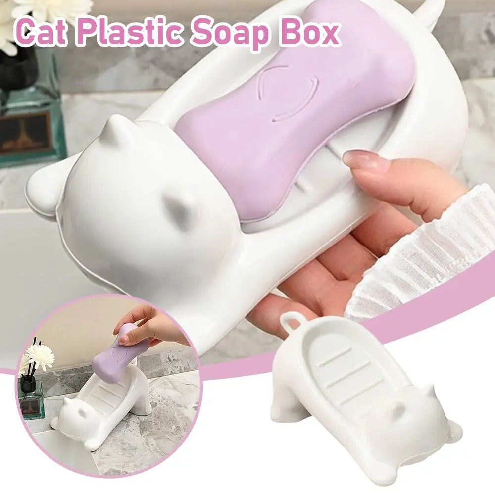 Cat Shaped Soap Dish | Plastic Draining Holder for Bathroom Soap Dish Zpaxo