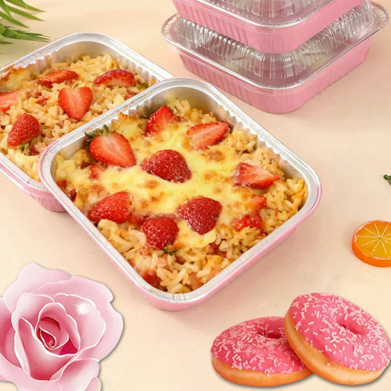 10Set Loaf Pans With Lids And Spoons Non-Stick Square Aluminum Foil Baking Pan Bread Container Heat-Resistant Cake Pans Zpaxo