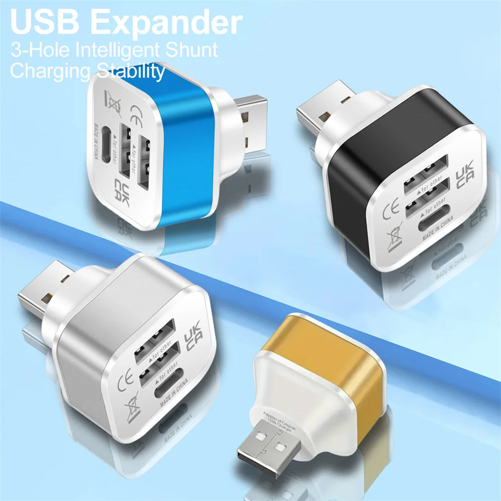 3-Port USB-C Hub – PD Charging & USB 2.0 Splitter Adapter USB-C Hub Adapter Zpaxo