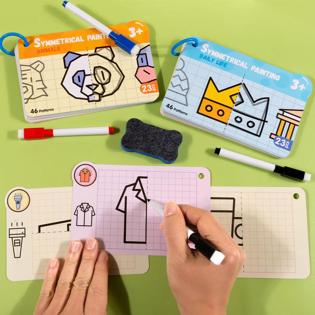 Dry Erase Graffiti Cards, Cartoon Painting Puzzle Educational Toys，Student Teaching Auxiliary Pen Control Exercise Book Zpaxo