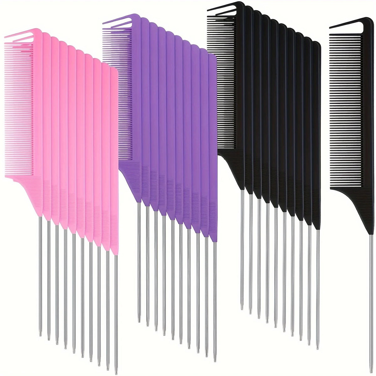 30 piece pointed tail comb set, suitable for hairstyle design, plastic comb teeth and metal handle, heat-resistant combing comb Zpaxo 30pcs mix