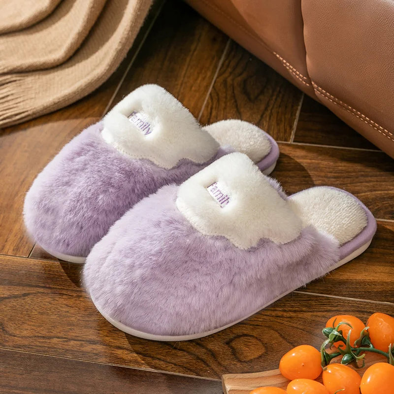 Non-slip Winter Men Slippers Warm Plush Lined Bedroom House Shoes