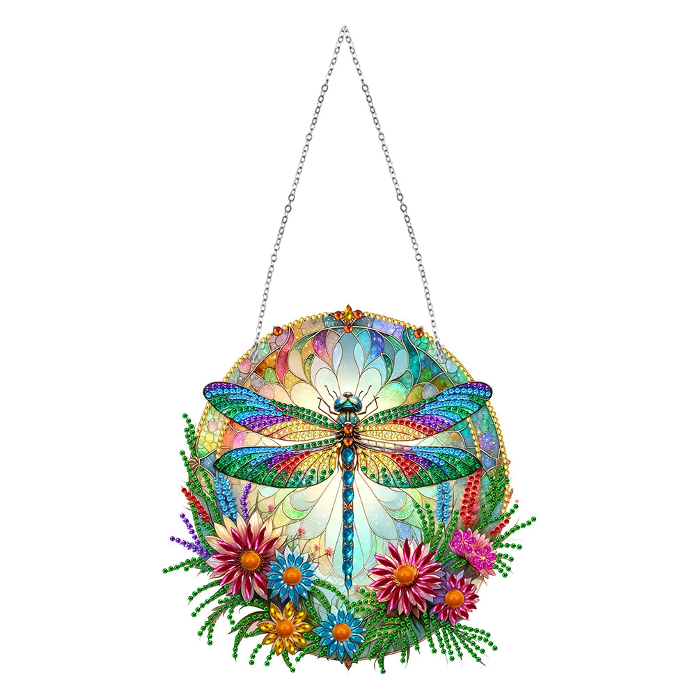 Sun Catcher Diamond Painting Hanging Pendant Butterfly Rhinestone Art Window Pendants Dragonfly Moose for Garden Window Decor Zpaxo KJ0110